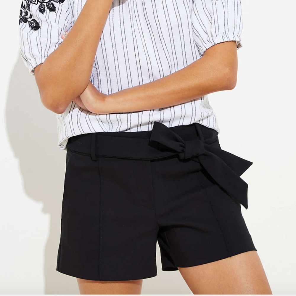 Ann Taylor LOFT Black Tie Waist Shorts